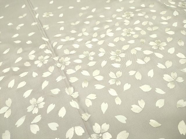 平和屋本店●極上 訪問着 本場大島紬地 総刺繍 蘇州刺繍 舞桜 尾峨佐染繍 上村絹織物謹製 証紙付き 逸品 CZAA0851s4