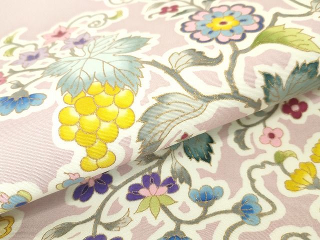 平和屋本店●極上 岡重謹製 塩瀬 太鼓柄袋帯 葡萄花唐草文 金彩 逸品 DZAA1982kh4