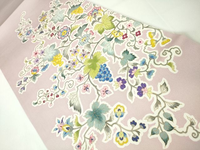 平和屋本店●極上 岡重謹製 塩瀬 太鼓柄袋帯 葡萄花唐草文 金彩 逸品 DZAA1982kh4