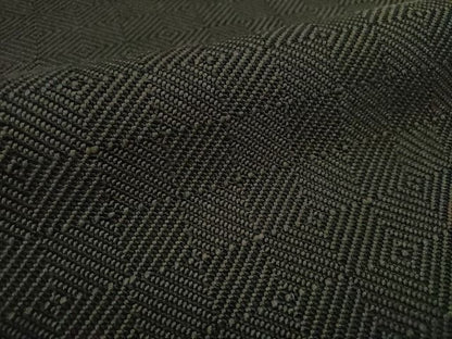 平和屋本店●希少　伊兵衛織　工芸手織　八寸名古屋帯　入子菱　黒色×グレー　たとう紙付き　逸品4s022