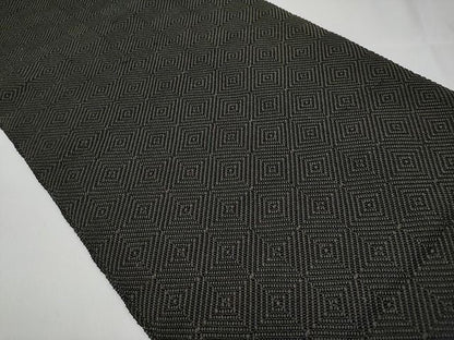 平和屋本店●希少　伊兵衛織　工芸手織　八寸名古屋帯　入子菱　黒色×グレー　たとう紙付き　逸品4s022
