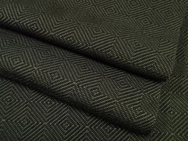 平和屋本店●希少　伊兵衛織　工芸手織　八寸名古屋帯　入子菱　黒色×グレー　たとう紙付き　逸品4s022