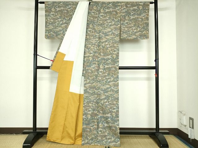 平和屋着物■上質な紬　風景文　逸品　DAAH6265sf