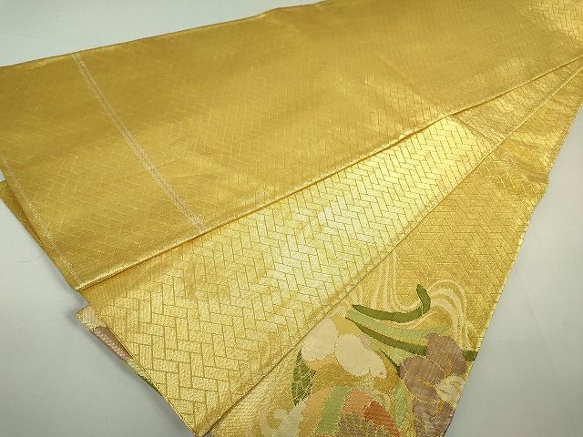 平和屋着物◎佐賀錦 太鼓柄袋帯 鴛鴦花文 金糸 逸品 DAAH4220cf
