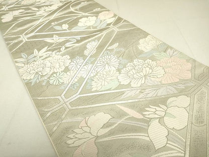 平和屋着物◎六通柄袋帯 亀甲花文 銀糸 逸品 DAAH4218cf