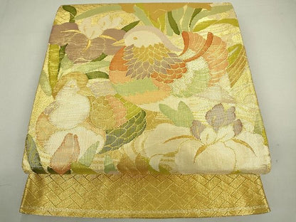 平和屋着物◎佐賀錦 太鼓柄袋帯 鴛鴦花文 金糸 逸品 DAAH4220cf
