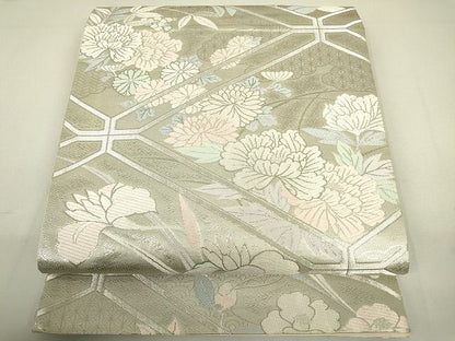 平和屋着物◎六通柄袋帯 亀甲花文 銀糸 逸品 DAAH4218cf