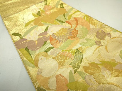 平和屋着物◎佐賀錦 太鼓柄袋帯 鴛鴦花文 金糸 逸品 DAAH4220cf
