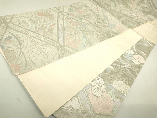 平和屋着物◎六通柄袋帯 亀甲花文 銀糸 逸品 DAAH4218cf