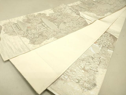 平和屋着物◎六通柄袋帯　風景文　銀糸　逸品　DAAG4943fe