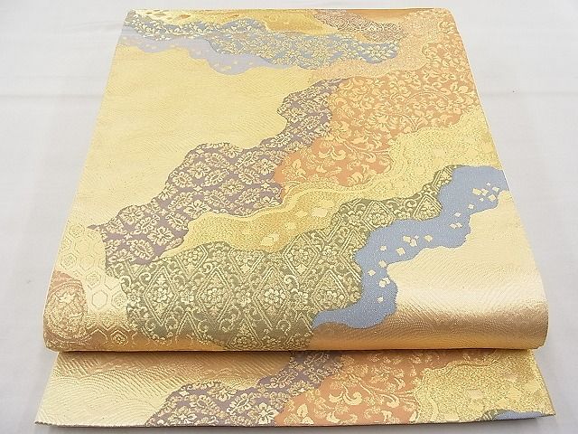 平和屋着物◎六通柄袋帯 道長有職文 金糸 逸品 BAAI9493sa