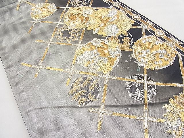 平和屋着物◎六通柄袋帯 格天井花丸文 金銀糸 逸品 BAAI9490sa