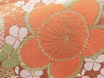 平和屋着物◎佐賀錦 六通柄袋帯 唐織 麗姿梅花文 金糸 逸品 BAAJ6929sa