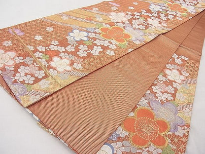 平和屋着物◎佐賀錦 六通柄袋帯 唐織 麗姿梅花文 金糸 逸品 BAAJ6929sa
