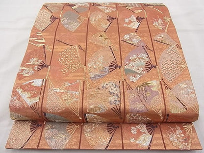 平和屋着物◎六通柄袋帯 唐織 慶祥住扇 金銀糸 逸品 BAAJ6931sa