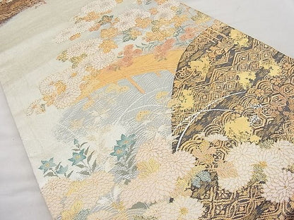 平和屋着物◎佐賀錦 六通柄袋帯 唐織 慶秋橋段文 金銀糸 逸品 BAAJ6937sa