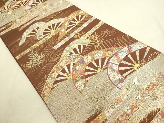 平和屋着物◎六通柄袋帯 唐織 吉祥流水片輪車文 金銀糸 逸品 DAAG1452we