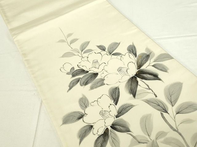 平和屋着物◎太鼓柄袋帯 手描き 枝椿 金彩 逸品 DAAG1467we