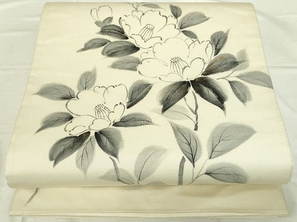 平和屋着物◎太鼓柄袋帯 手描き 枝椿 金彩 逸品 DAAG1467we