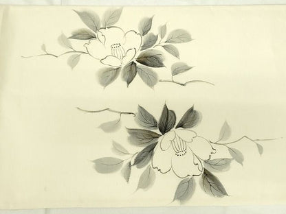 平和屋着物◎太鼓柄袋帯 手描き 枝椿 金彩 逸品 DAAG1467we