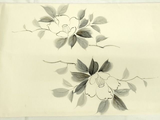 平和屋着物◎太鼓柄袋帯 手描き 枝椿 金彩 逸品 DAAG1467we