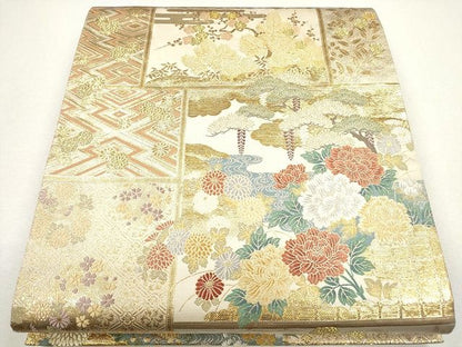 平和屋着物■六通柄袋帯 唐織 艶華風栄文 金糸 逸品 CAAG2763eg