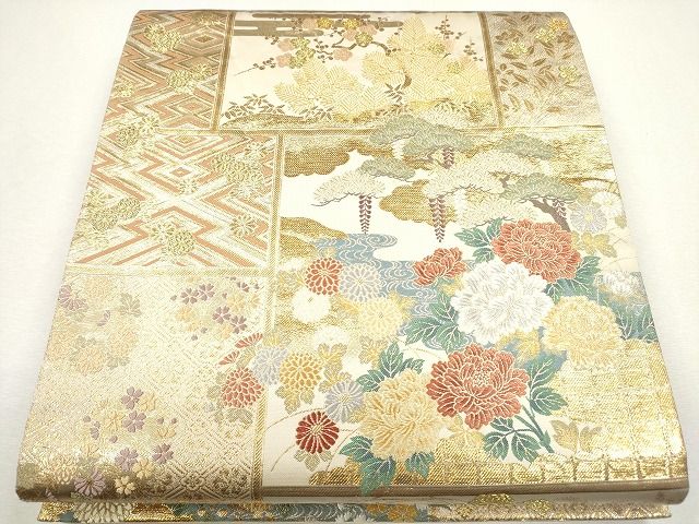 平和屋着物■六通柄袋帯 唐織 艶華風栄文 金糸 逸品 CAAG2763eg