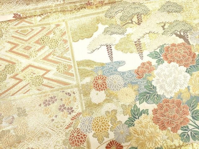 平和屋着物■六通柄袋帯 唐織 艶華風栄文 金糸 逸品 CAAG2763eg