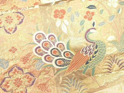 平和屋着物■六通柄袋帯 正倉院花鳥唐草文 金糸 逸品 CAAG2787eg