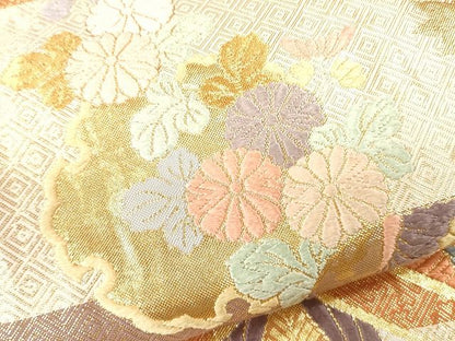 平和屋着物■六通柄袋帯 佐賀唐織 能衣向い鶴 金糸 逸品 CAAG2847eg