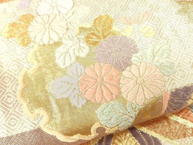 平和屋着物■六通柄袋帯 佐賀唐織 能衣向い鶴 金糸 逸品 CAAG2847eg