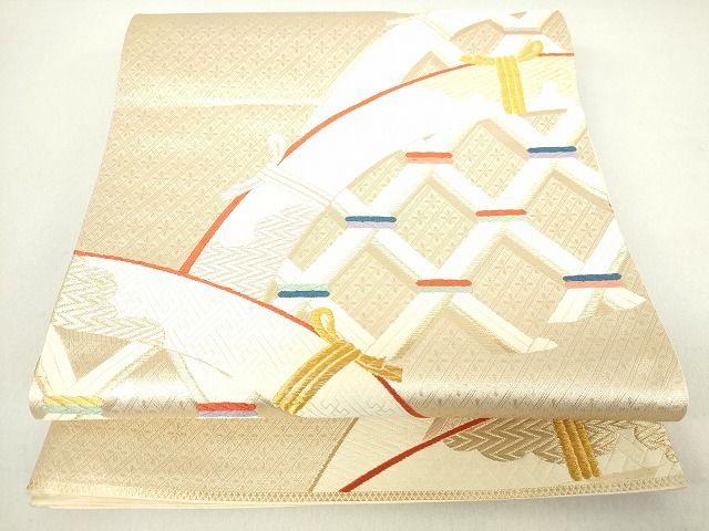 平和屋着物◎六通柄袋帯 籬文 金糸 逸品 DAAG9746op