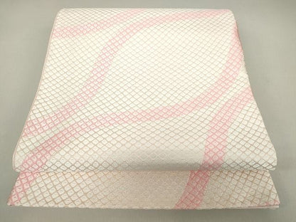 平和屋着物◎六通柄袋帯 唐織 鹿の子 よろけ縞 逸品 DAAG9768op