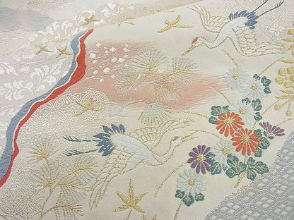 平和屋着物◎六通柄袋帯 唐織 住瑞道長文 金銀糸 逸品 BAAI6955cm