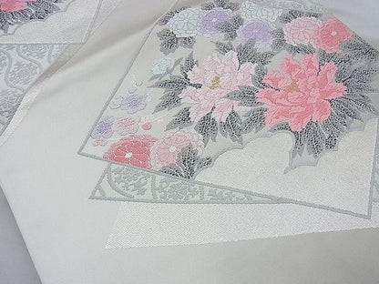平和屋着物◎六通柄袋帯 唐織 色紙花文 金糸 逸品 BAAI6952cm
