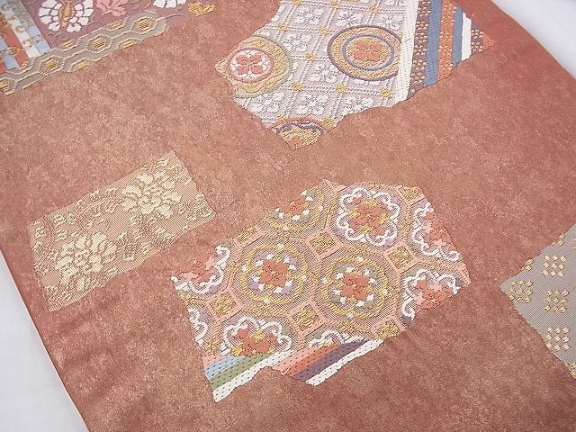 平和屋着物◎六通柄袋帯 唐織 布久路裂集 引箔 逸品 BAAI6974cm