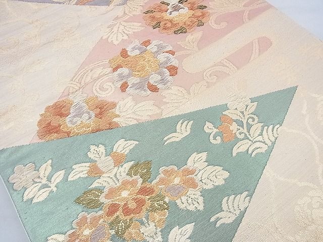 平和屋着物◎六通柄袋帯 唐織 ヱ霞花唐草文 金糸 逸品 BAAI6965cm