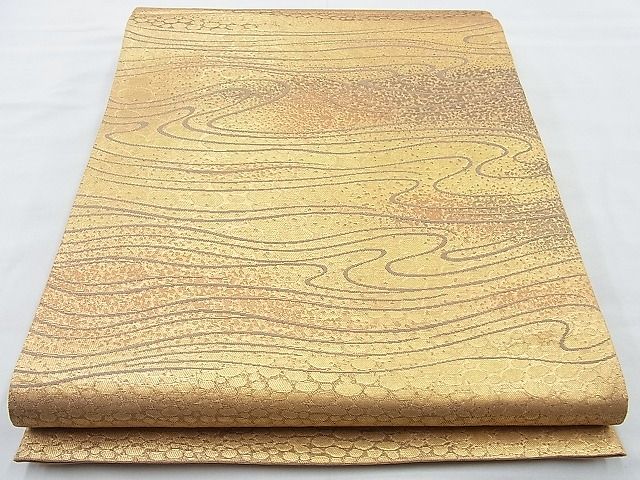平和屋着物◎六通柄袋帯 流水文 金糸 逸品 BAAI6961cm