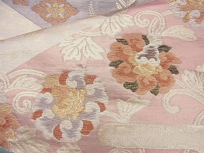 平和屋着物◎六通柄袋帯 唐織 ヱ霞花唐草文 金糸 逸品 BAAI6965cm