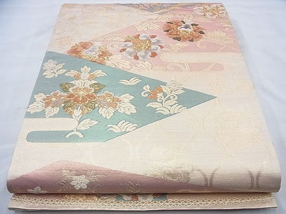 平和屋着物◎六通柄袋帯 唐織 ヱ霞花唐草文 金糸 逸品 BAAI6965cm