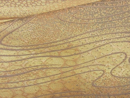 平和屋着物◎六通柄袋帯 流水文 金糸 逸品 BAAI6961cm
