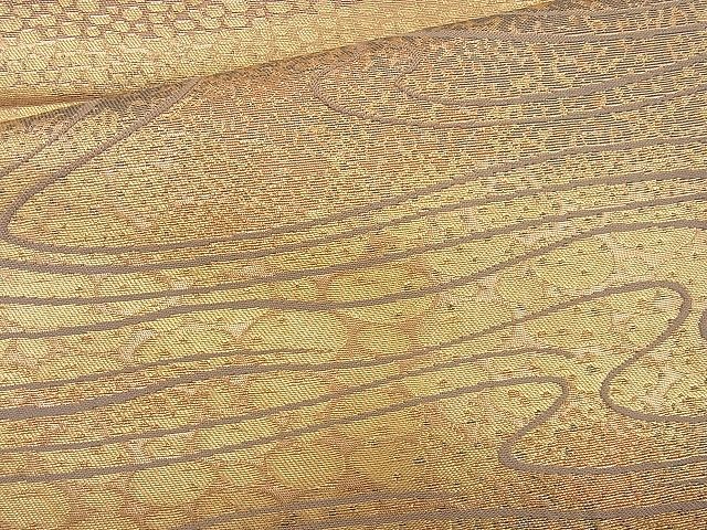 平和屋着物◎六通柄袋帯 流水文 金糸 逸品 BAAI6961cm