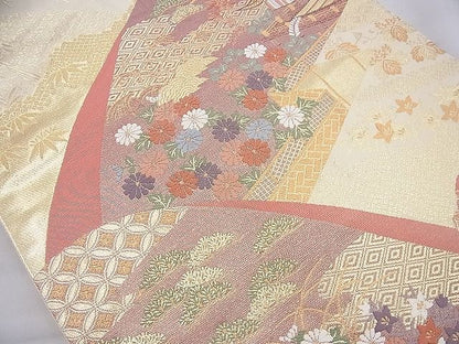 平和屋着物◎六通柄袋帯 唐織 風景文 金糸 逸品 BAAI6977cm