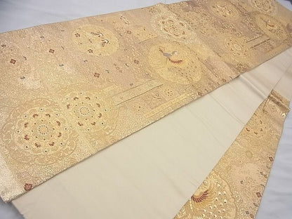平和屋着物◎六通柄袋帯 大平裂文様 金糸 逸品 BAAJ0803cm