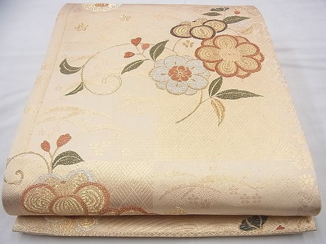 平和屋着物◎六通柄袋帯 花唐草文 金銀糸 逸品 BAAI6994cm