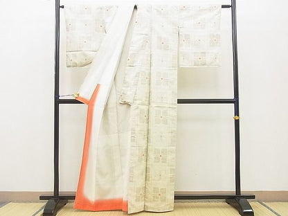 平和屋着物■上質な紬 格子花文 逸品 BAAJ3376hz