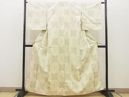 平和屋着物■上質な紬 格子花文 逸品 BAAJ3376hz