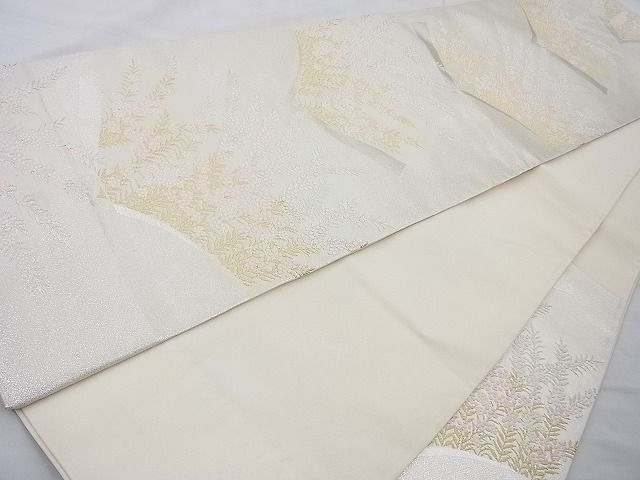平和屋着物◎六通柄袋帯 唐織 枝花文 金銀糸 逸品 BAAJ0838cm