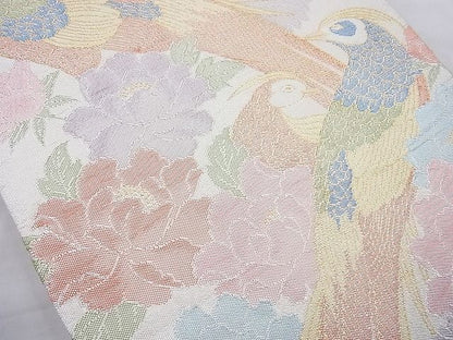 平和屋着物◎本箔佐賀錦 六通柄袋帯 花鳥文 金銀糸 逸品 BAAJ0828cm