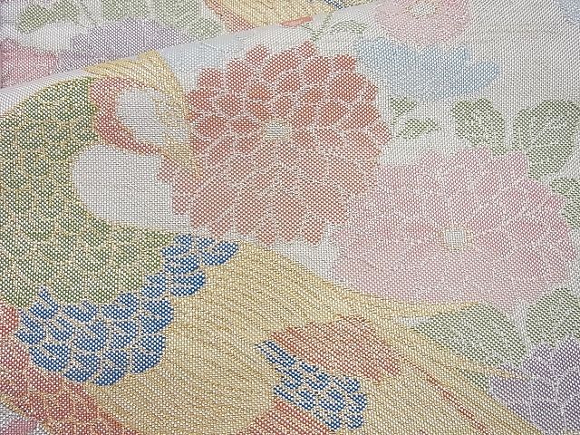 平和屋着物◎本箔佐賀錦 六通柄袋帯 花鳥文 金銀糸 逸品 BAAJ0828cm